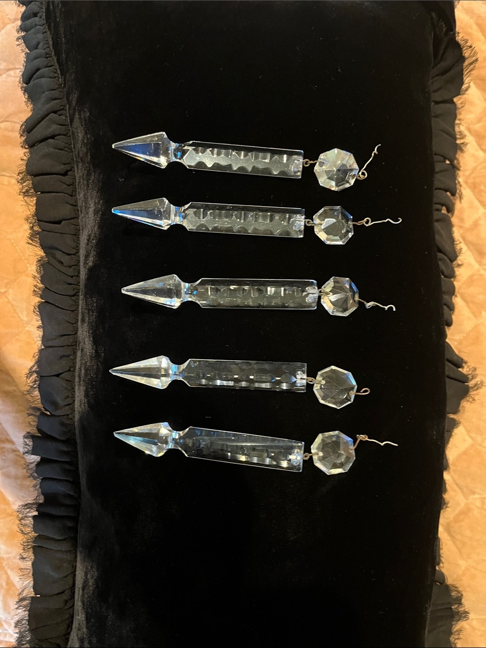 Crystal Chandelier Prisms - Clear Glass Drop Set 5” .  Set of 5